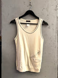 BERLIN VINTAGE CORNER cream Custo Barcelona sleeveless tank top with contrast stitching and utility hip pockets