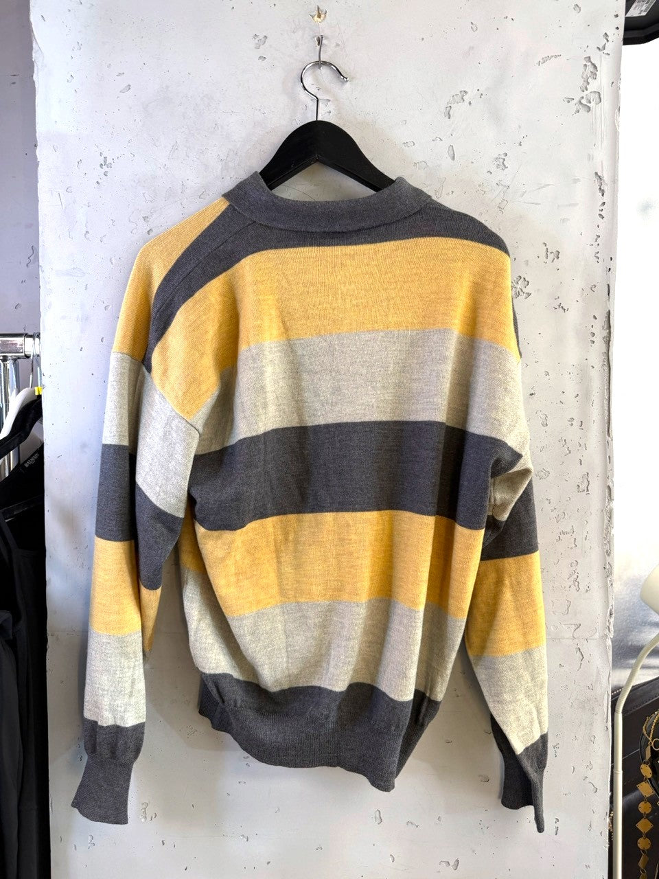 Christian Dior Monsieur 80s Striped Wool Knit Polo, back