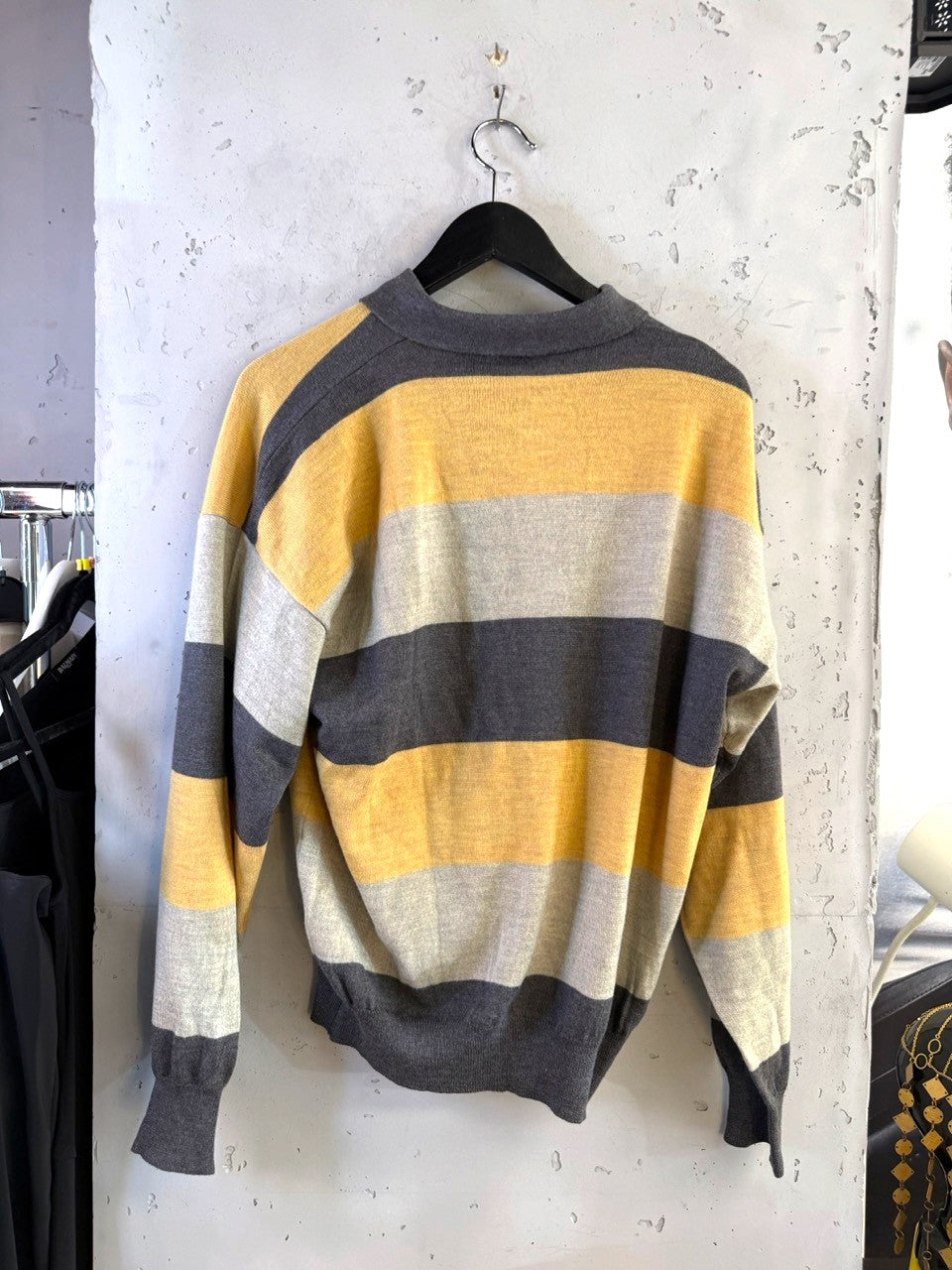 Christian Dior Monsieur 80s Striped Wool Knit Polo, back view