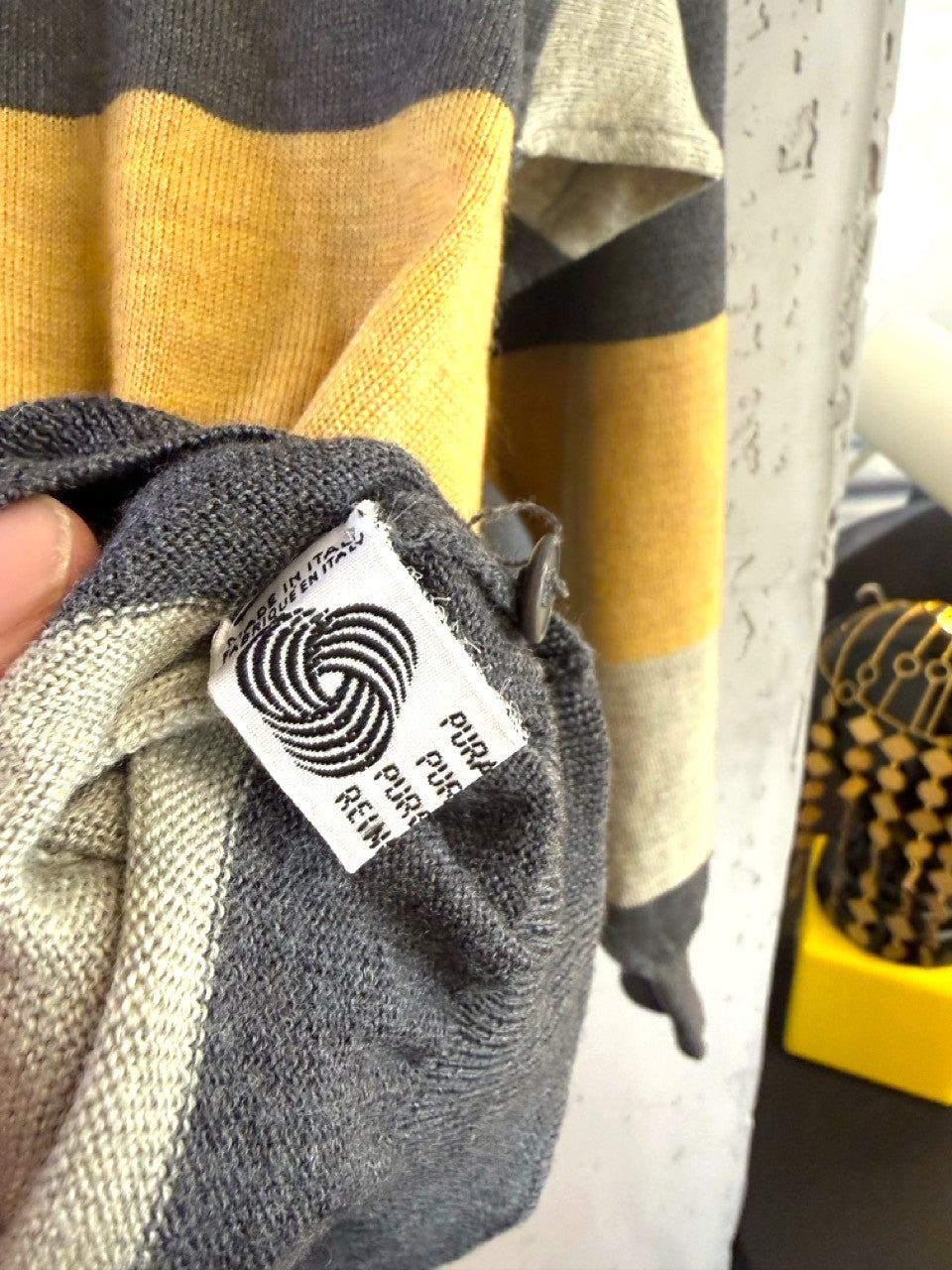 Christian Dior Monsieur 80s Striped Wool Knit Polo, pure wool label