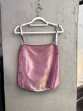 BERLIN VINTAGE CORNER DKNY iridescent pink metallic camisole with beaded sequin straps and square neckline