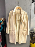 BERLIN VINTAGE CORNER Donaldson off-white lightweight trench coat with collar, zipper, and Mickey Mouse interior label