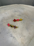 BERLIN VINTAGE CORNER gold-tone enamel hair clips with red flower, pink heart, and yellow flower charms.