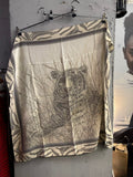 BERLIN VINTAGE CORNER vintage ESCADA silk scarf featuring a tiger print in cream, grey, and charcoal tones.