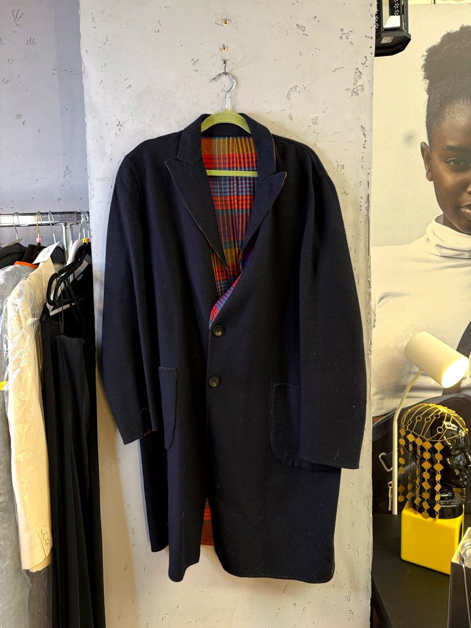 Etro reversible coat, navy side, view 2