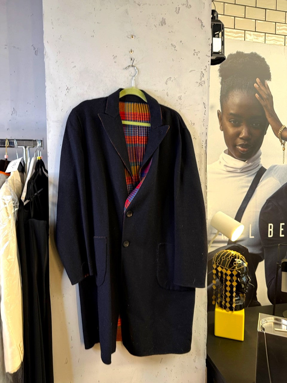 Etro reversible coat, navy side, view 3