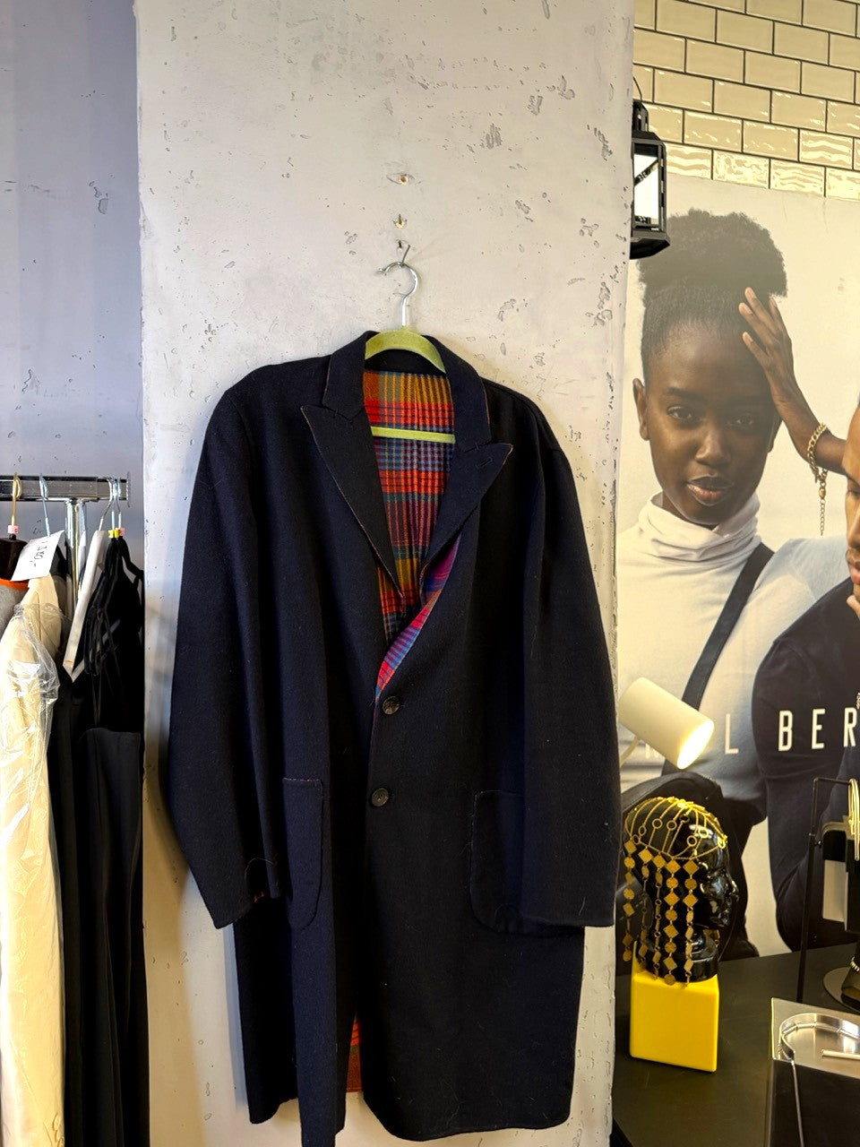 Etro reversible coat, navy side, view 4