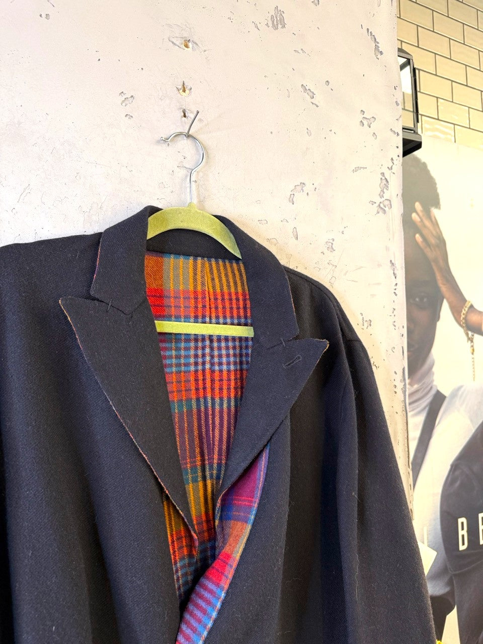 Etro reversible coat, peak lapel with check reverse