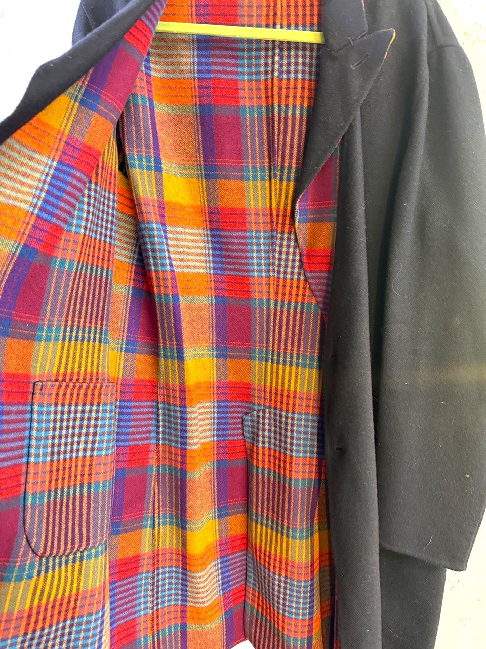 Etro reversible coat, multicolour check side open