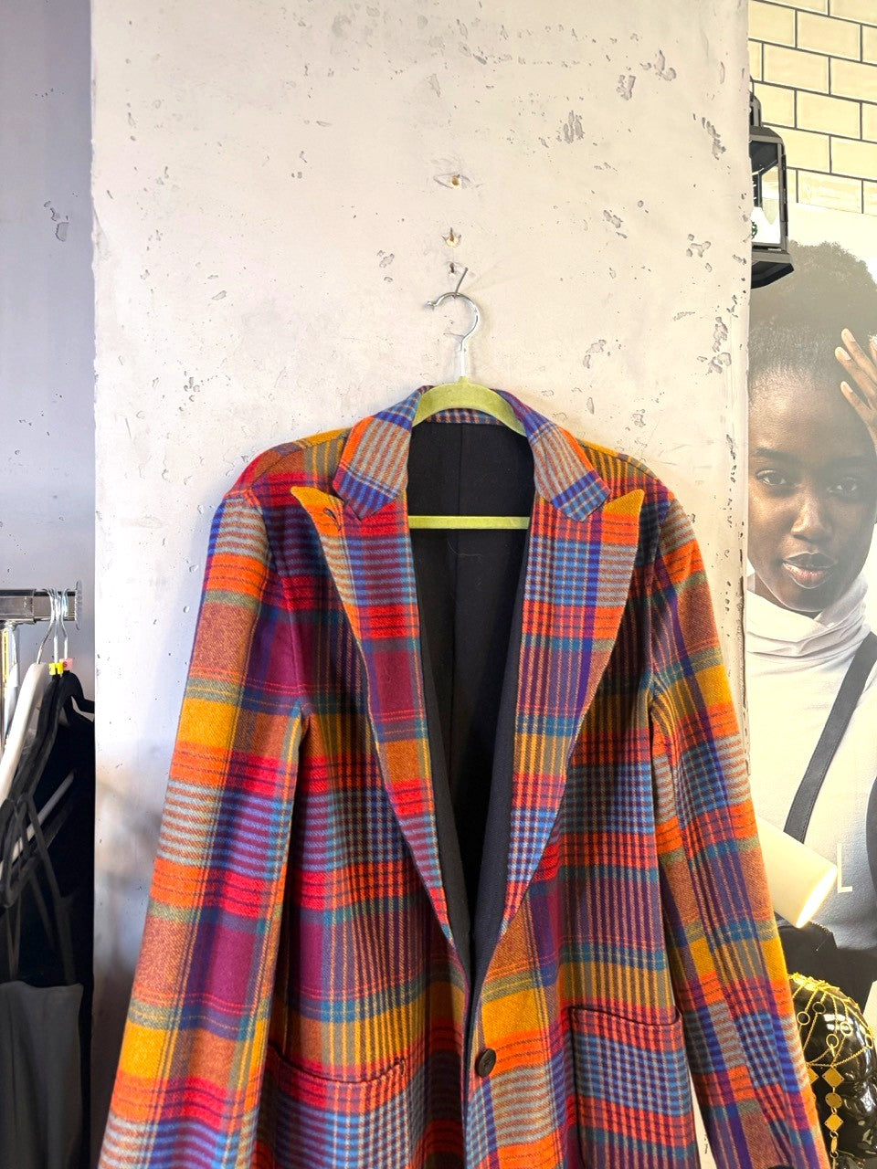 Etro reversible coat worn check side out, view 2