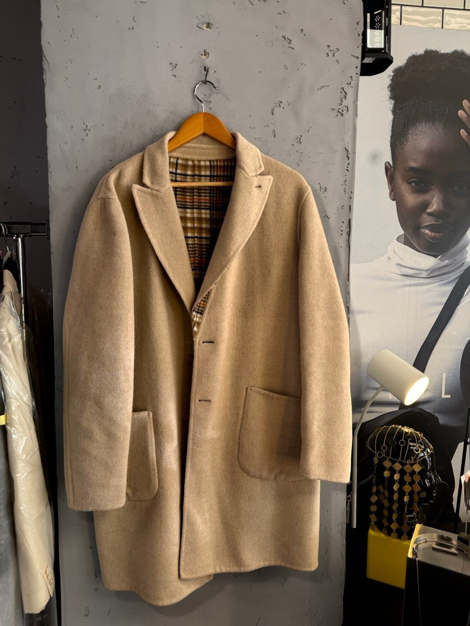 Etro reversible coat, camel side, front view