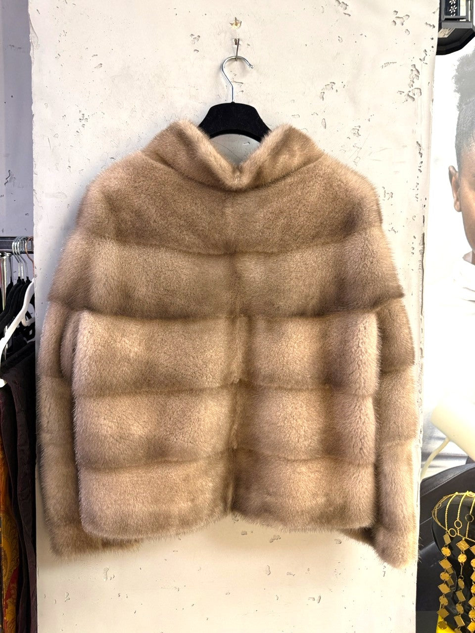 Furry Saga Mink Cropped Jacket Taupe