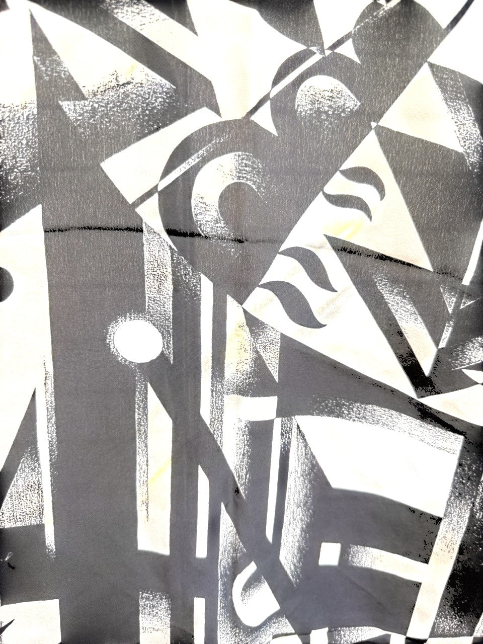 BERLIN VINTAGE CORNER black and white vintage silk scarf featuring bold geometric patterns and abstract shapes
