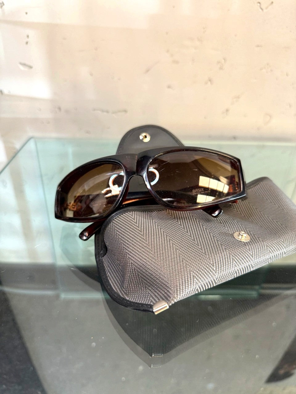 Gianni Versace 90s Crystal Sunglasses in Havana Brown, front