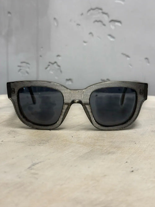BERLIN VINTAGE CORNER grey textured frame sunglasses with dark lenses, unisex style.
