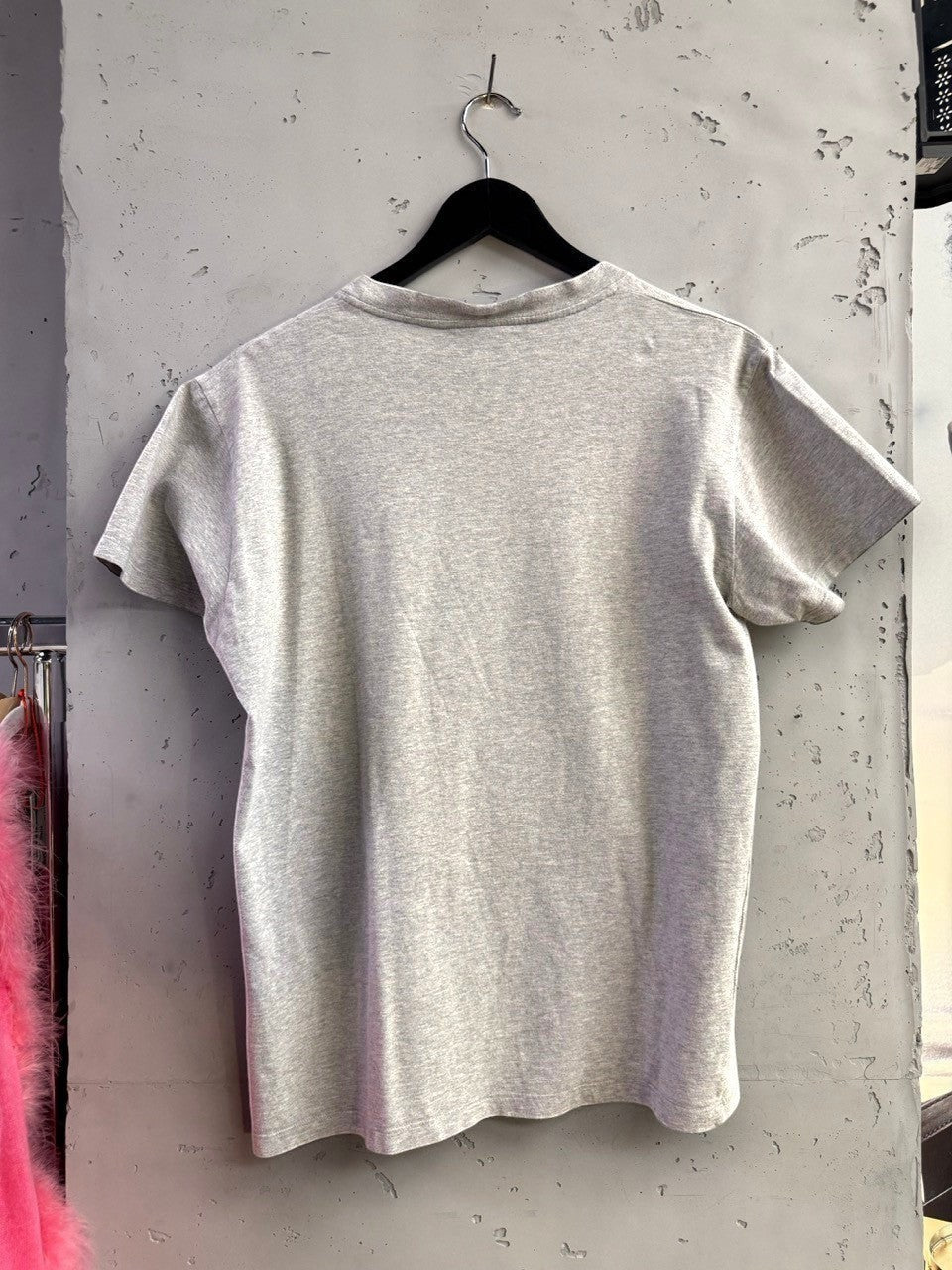 BERLIN VINTAGE CORNER grey cotton blend t-shirt with embossed YSL monogram on chest.