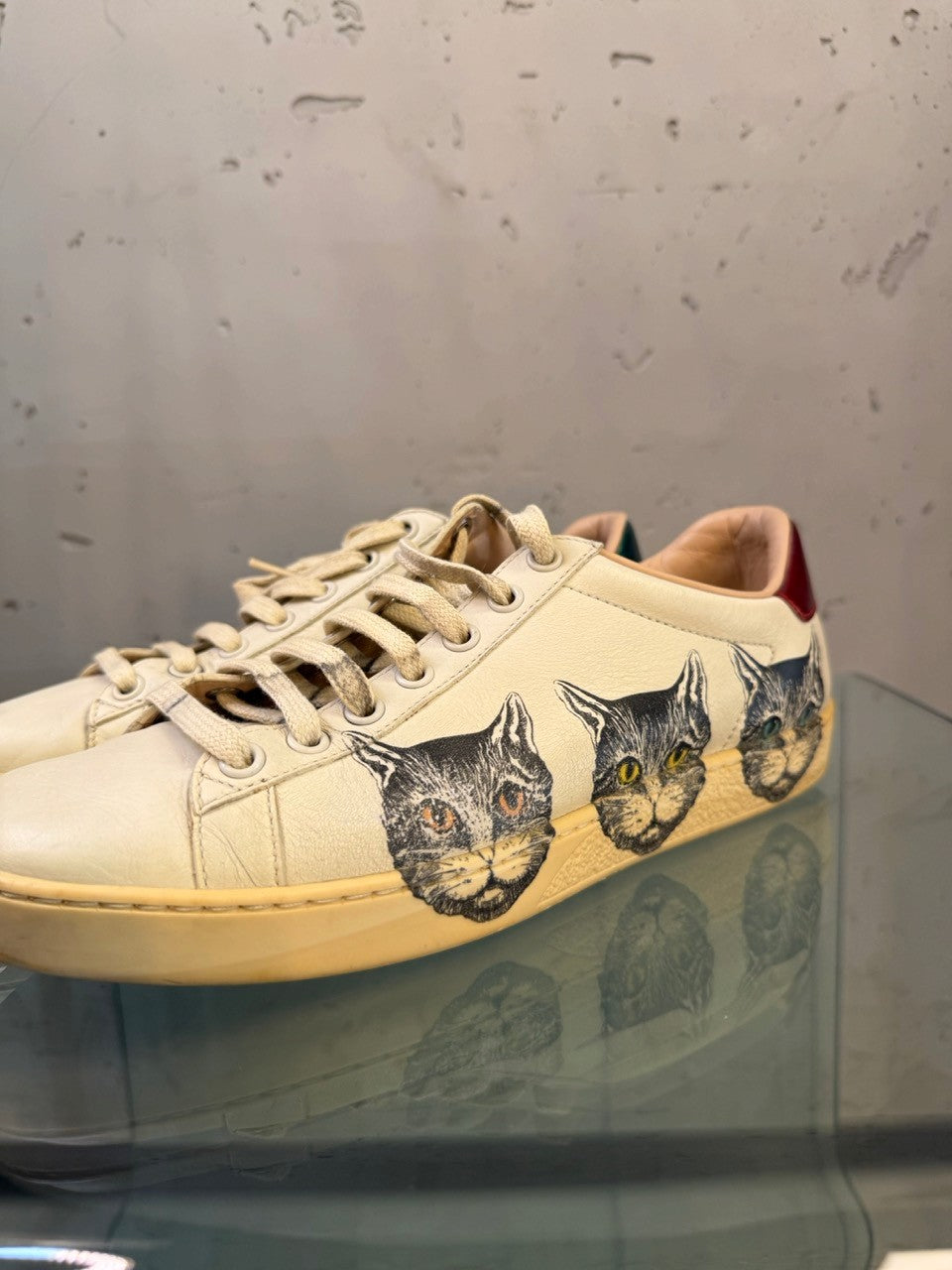 Gucci Ace Mystic Cat Leather Sneakers, side with cat print