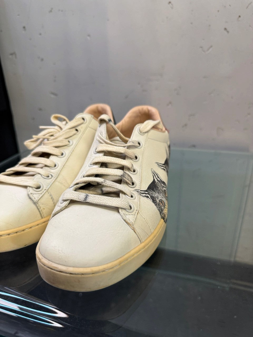 Gucci Ace Mystic Cat Leather Sneakers, front angled