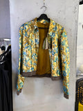 Gucci Love Parade Gold Lamé Jacquard Bomber Jacket, front