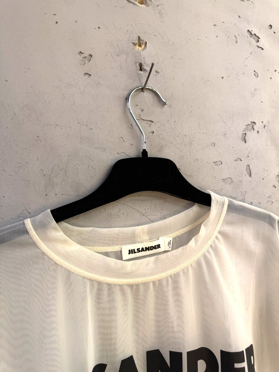 Jil Sander Cream Sheer Logo T-Shirt