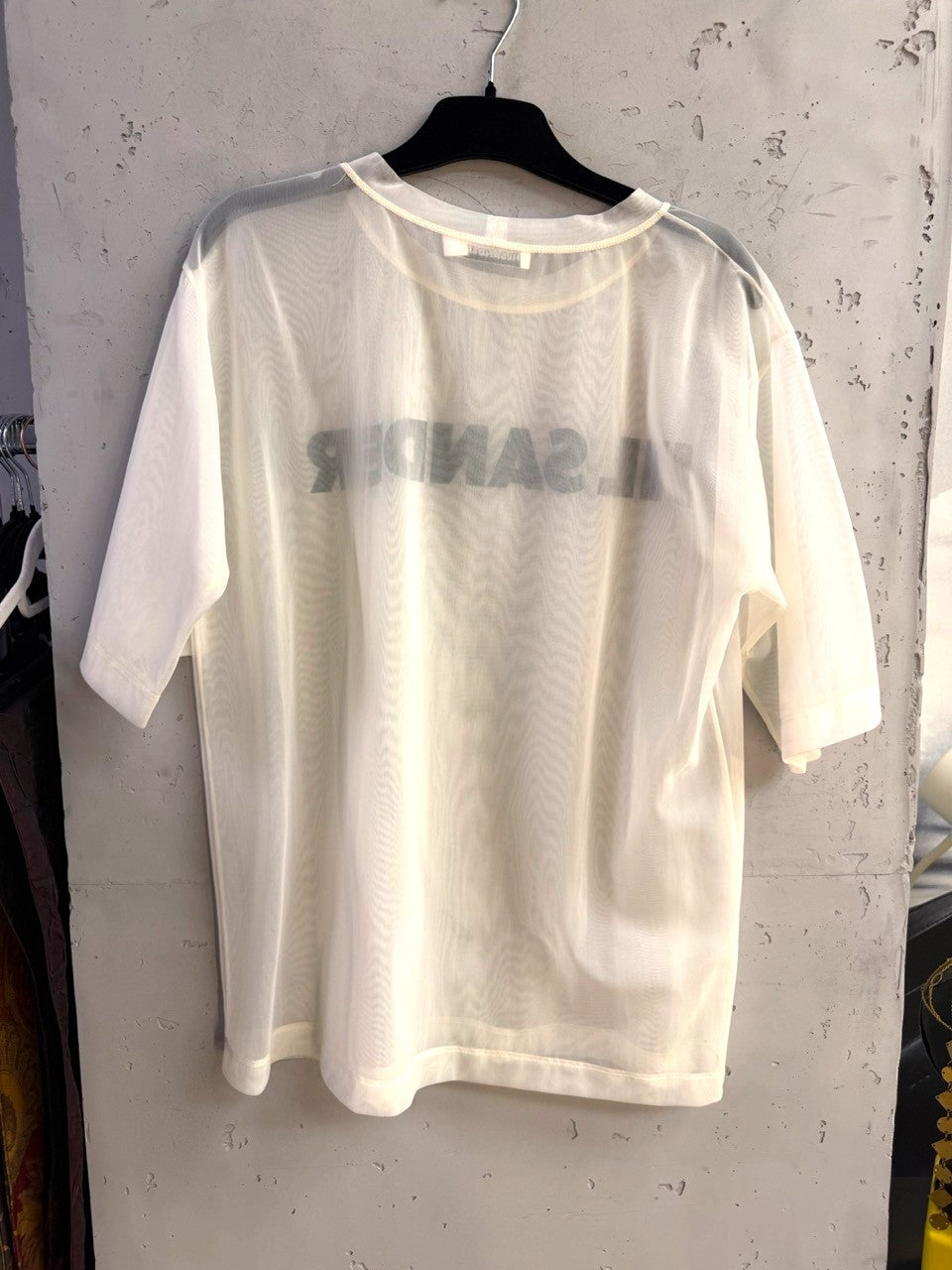 Jil Sander Cream Sheer Logo T-Shirt