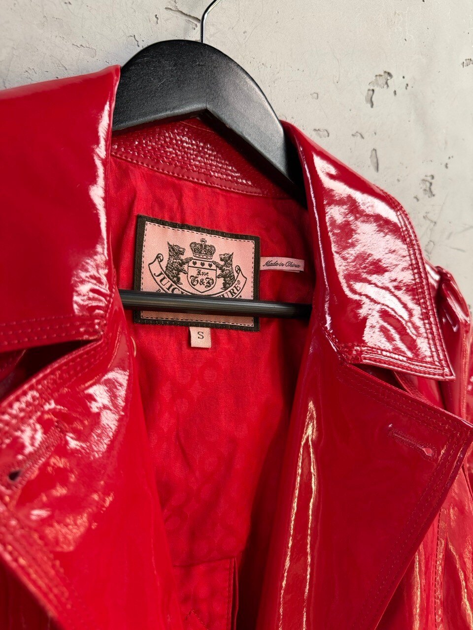 Juicy Couture coat, collar and brand label at the neck