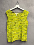 BERLIN VINTAGE CORNER lime green striped knit sleeveless top with scoop neckline and textured knit.