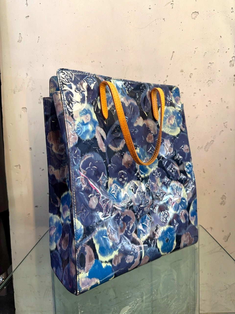 Louis Vuitton Catalina NS Vernis Ikat Tote in Grand Bleu, angled view