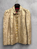 BERLIN VINTAGE CORNER Louis Vuitton gold brocade paisley jacket with ornate buttons and puff sleeves. Fuchsia lining.