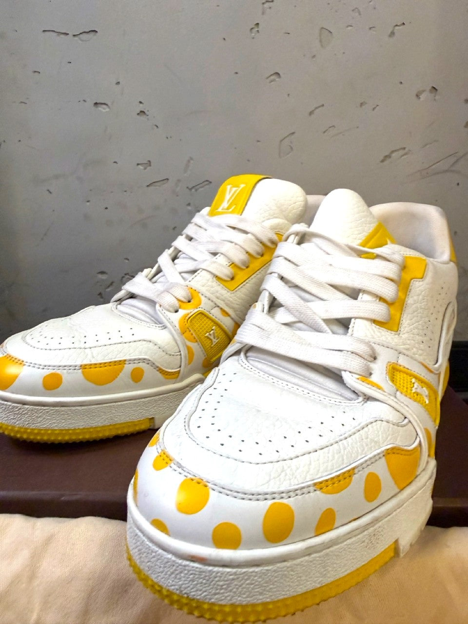 LV x Yayoi Kusama Trainer, pair from the front