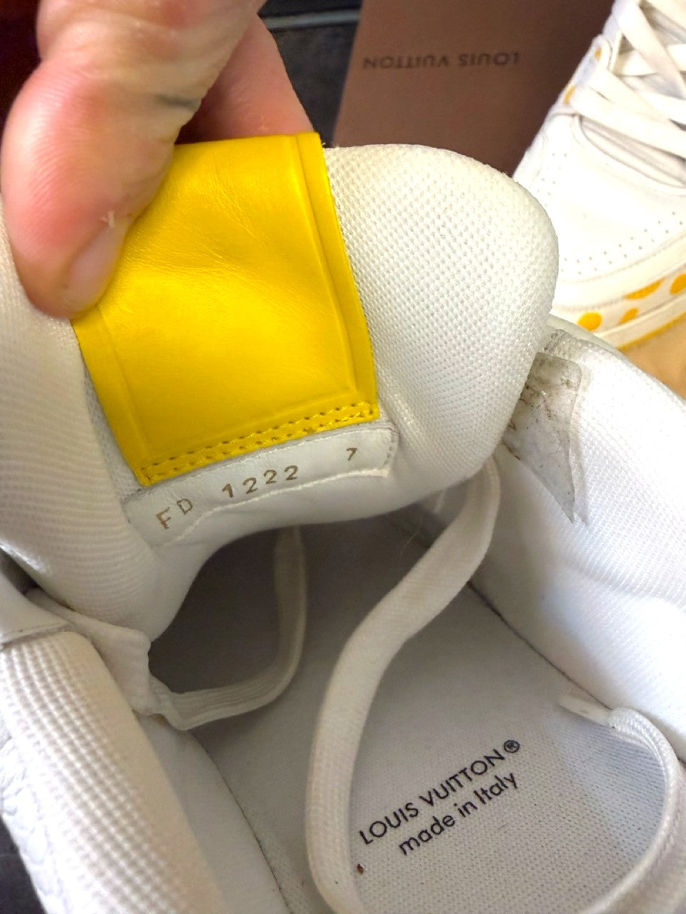 LV x Yayoi Kusama Trainer, date code inside tongue