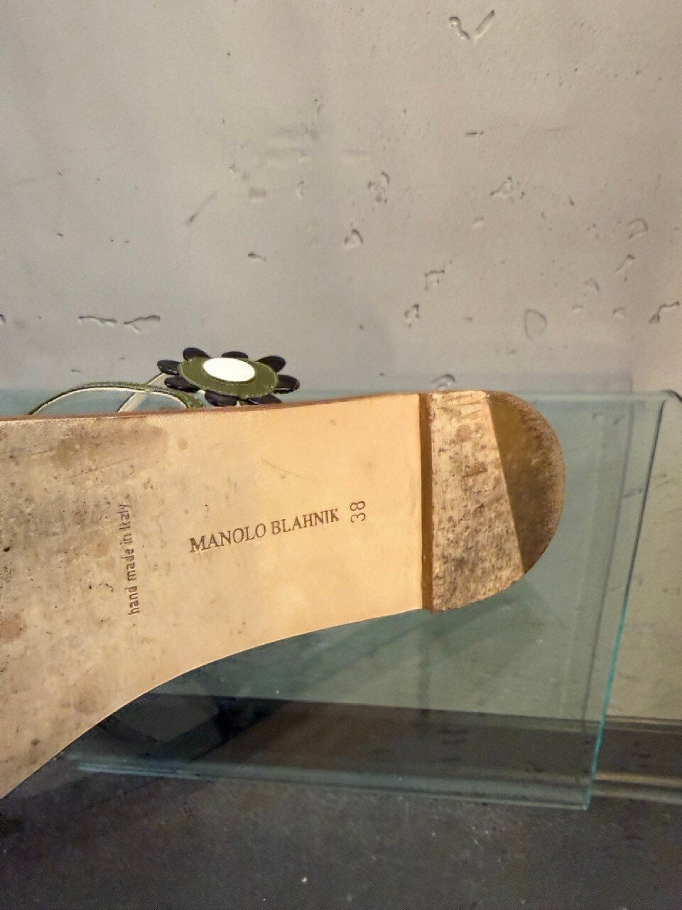 Manolo Blahnik sandal, leather sole with maker stamp
