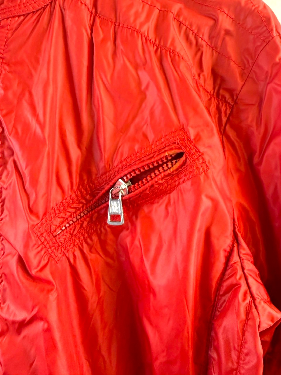 Moncler Red Lightweight Nylon Jacket, zipped pocket