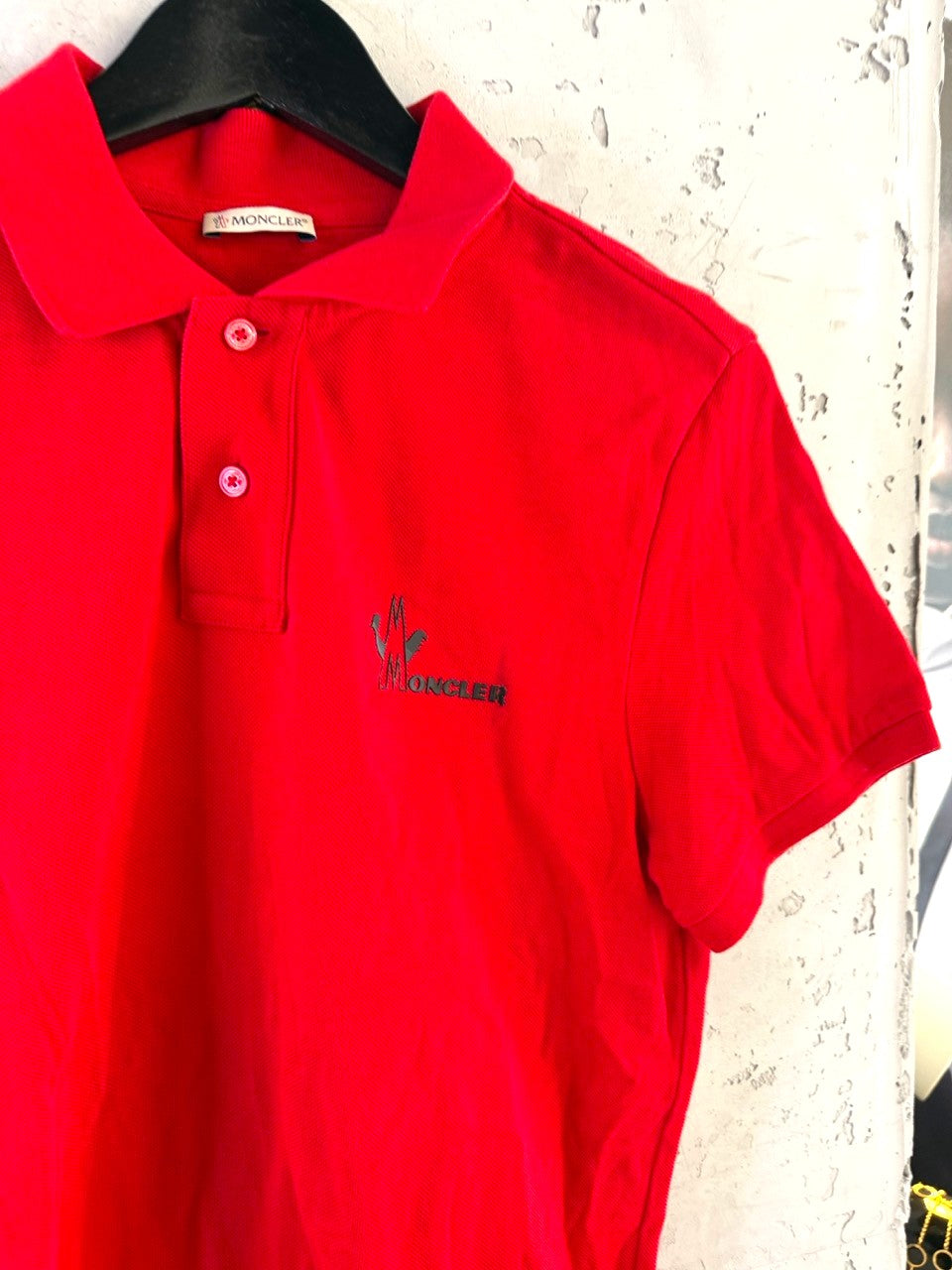 Moncler Red Piqué Polo Shirt, chest logo