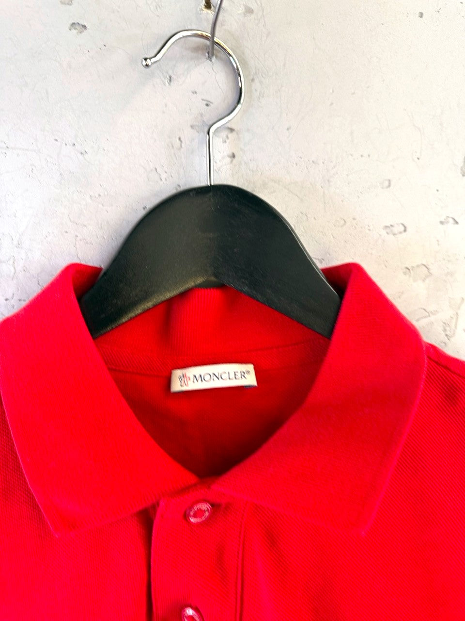 Moncler Red Piqué Polo Shirt, collar and label