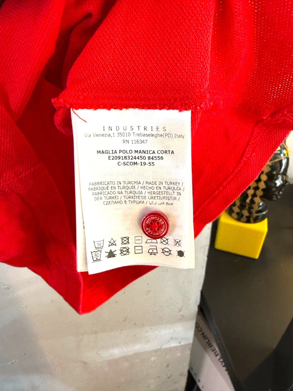 Moncler Red Piqué Polo Shirt, care label