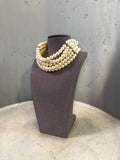 BERLIN VINTAGE CORNER multi-strand faux pearl choker necklace with ornate crystal clasp.