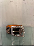 Off For Men velvet belt with ornate silver buckle, front view