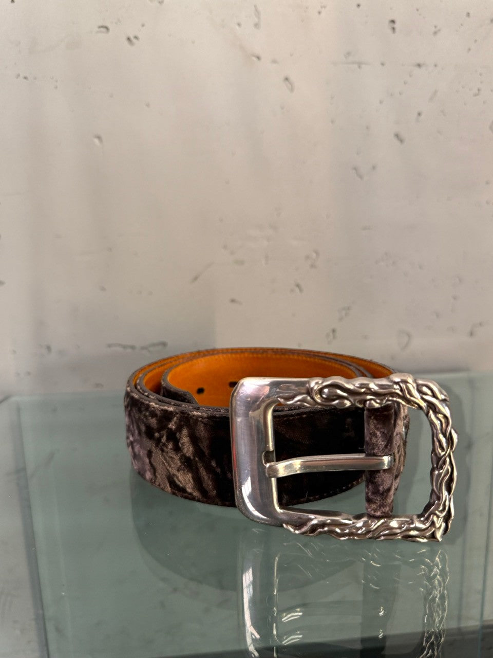 Off For Men velvet belt, buckle detail