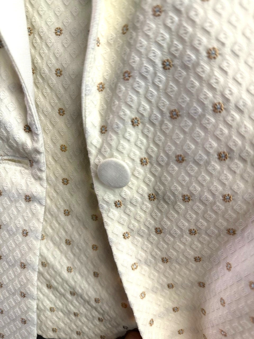 BERLIN VINTAGE CORNER Zadig & Voltaire Deluxe off-white jacquard blazer with geometric pattern and floral motifs