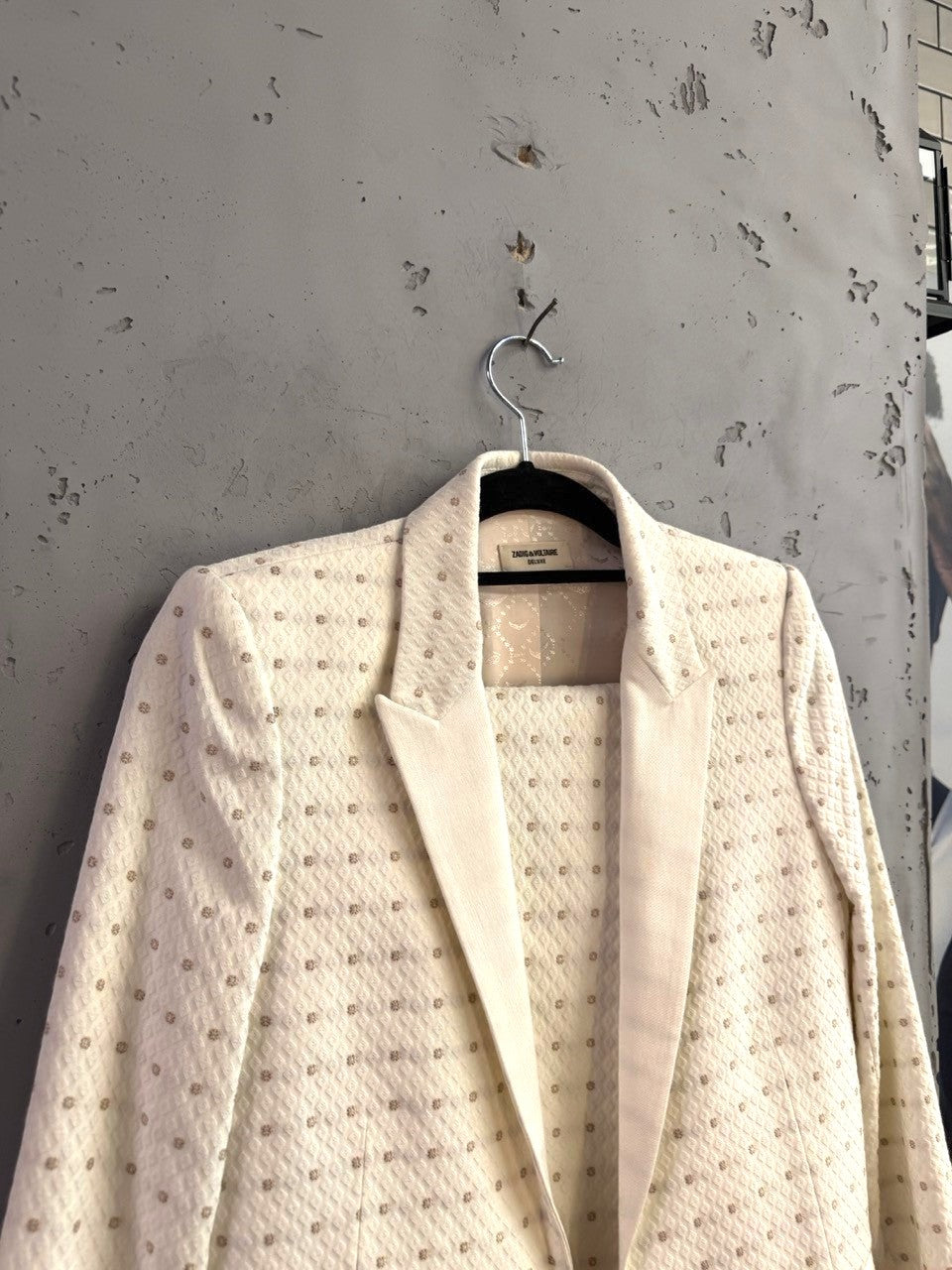 BERLIN VINTAGE CORNER off-white Zadig & Voltaire Deluxe blazer with geometric jacquard and floral pattern