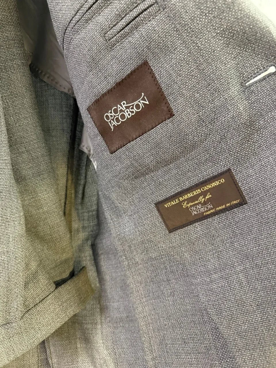 BERLIN VINTAGE CORNER Oscar Jacobson grey wool blend suit jacket with Vitale Barberis Canonico fabric.