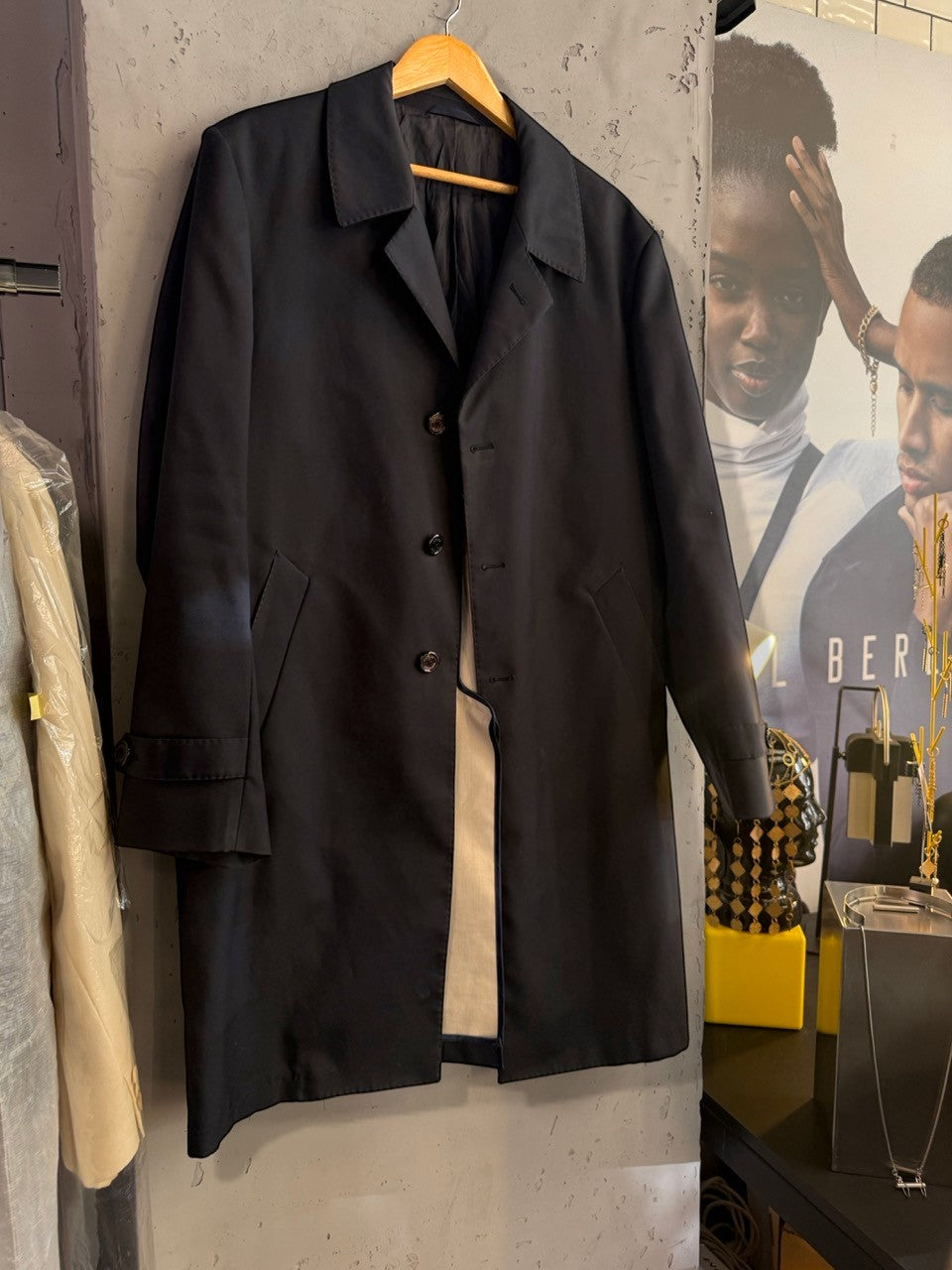 Patrick Hellmann navy cotton coat, view 4