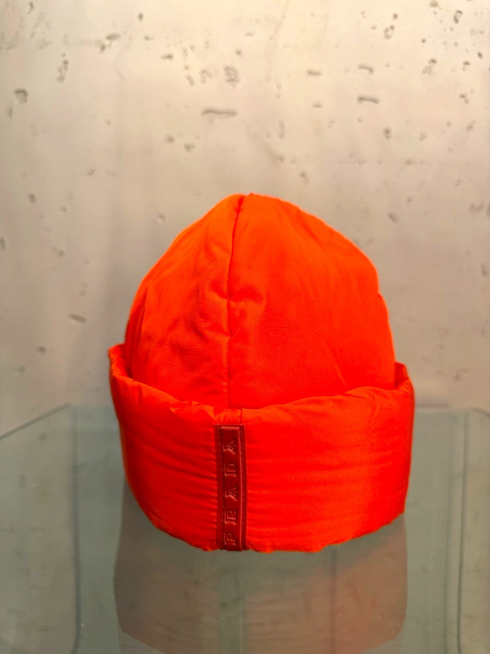 Prada Red Padded Nylon Hat, front