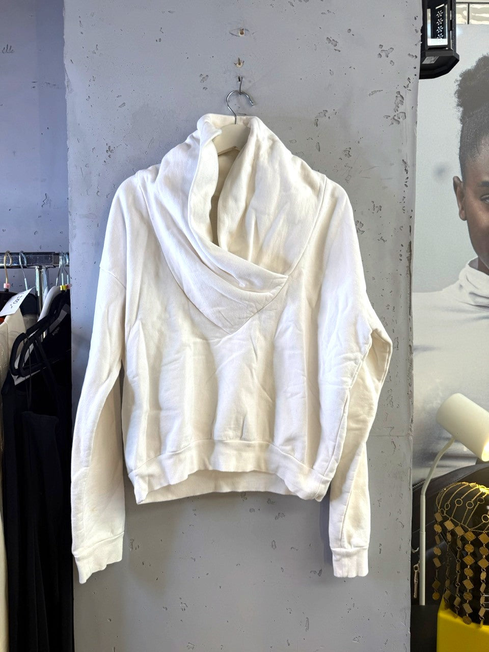 Saint Laurent white cowl neck hoodie, front view