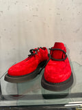 Saint Laurent red suede derby shoes, front view