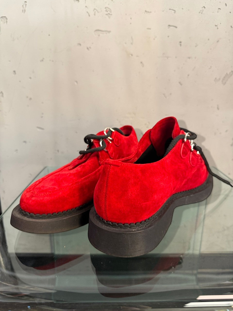 Saint Laurent red suede derby, back view
