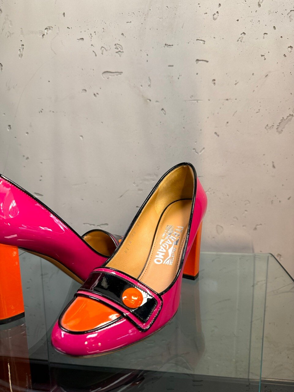 Ferragamo colour block pumps, pair side by side