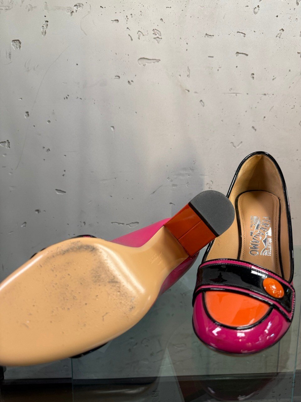Ferragamo pumps, leather sole