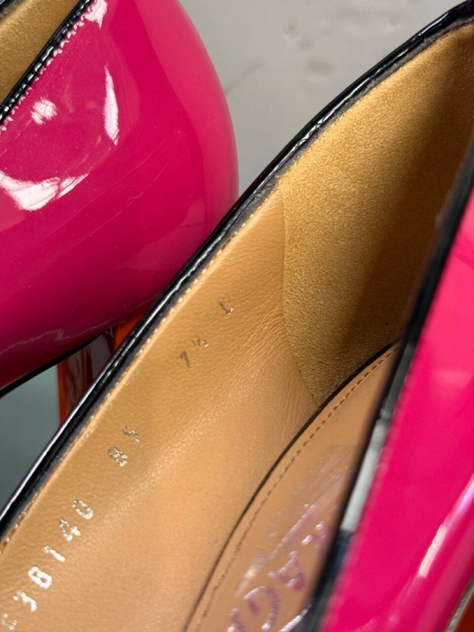 Ferragamo pumps, tan leather lining inside